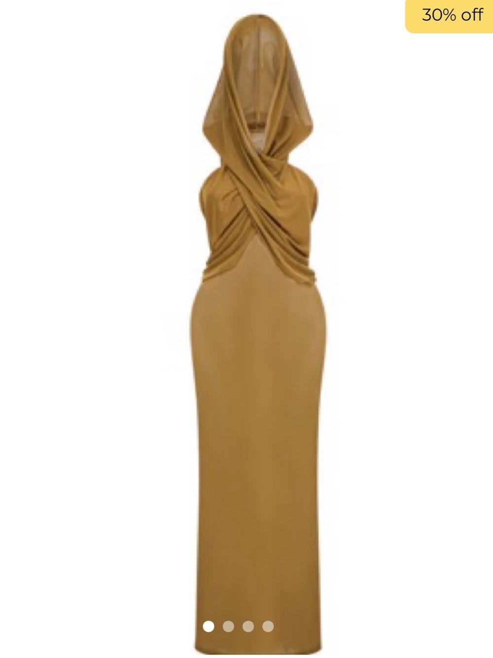 Draped Hooded Maxi Dress in Camel Brown